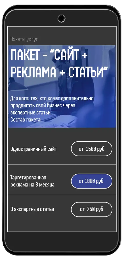 Пакет услуг сайт + реклама + статьи